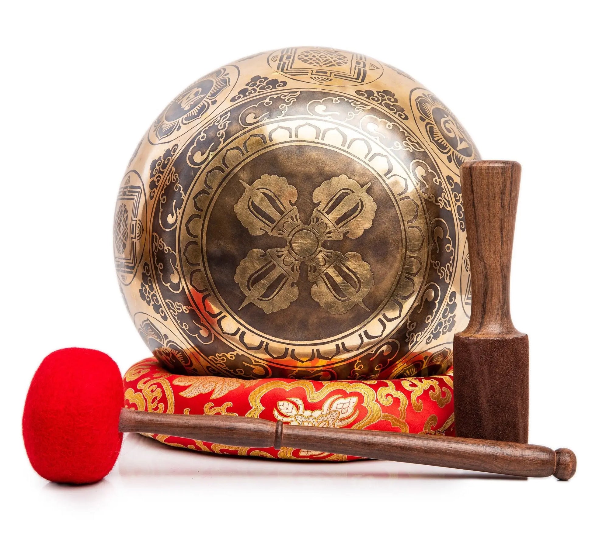 Large Tibetan Singing Bowl Set - 11" Master Healing Big Professional Grade For Sound Bath Chakra 7 Metal Meditation Yoga By Himalayan Bazaar - Himalayan Bazaar