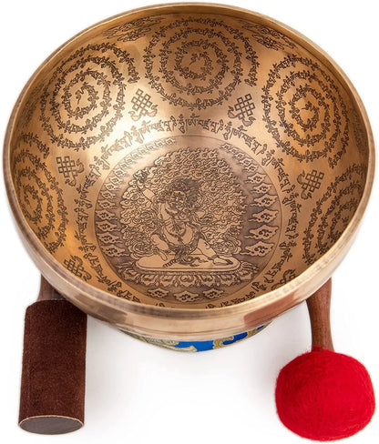 Large Tibetan Singing Bowl Set - 9" Master Healing Grade For Sound Bath Chakra 7 Metal Meditation Yoga By Himalayan Bazaar - Himalayan Bazaar