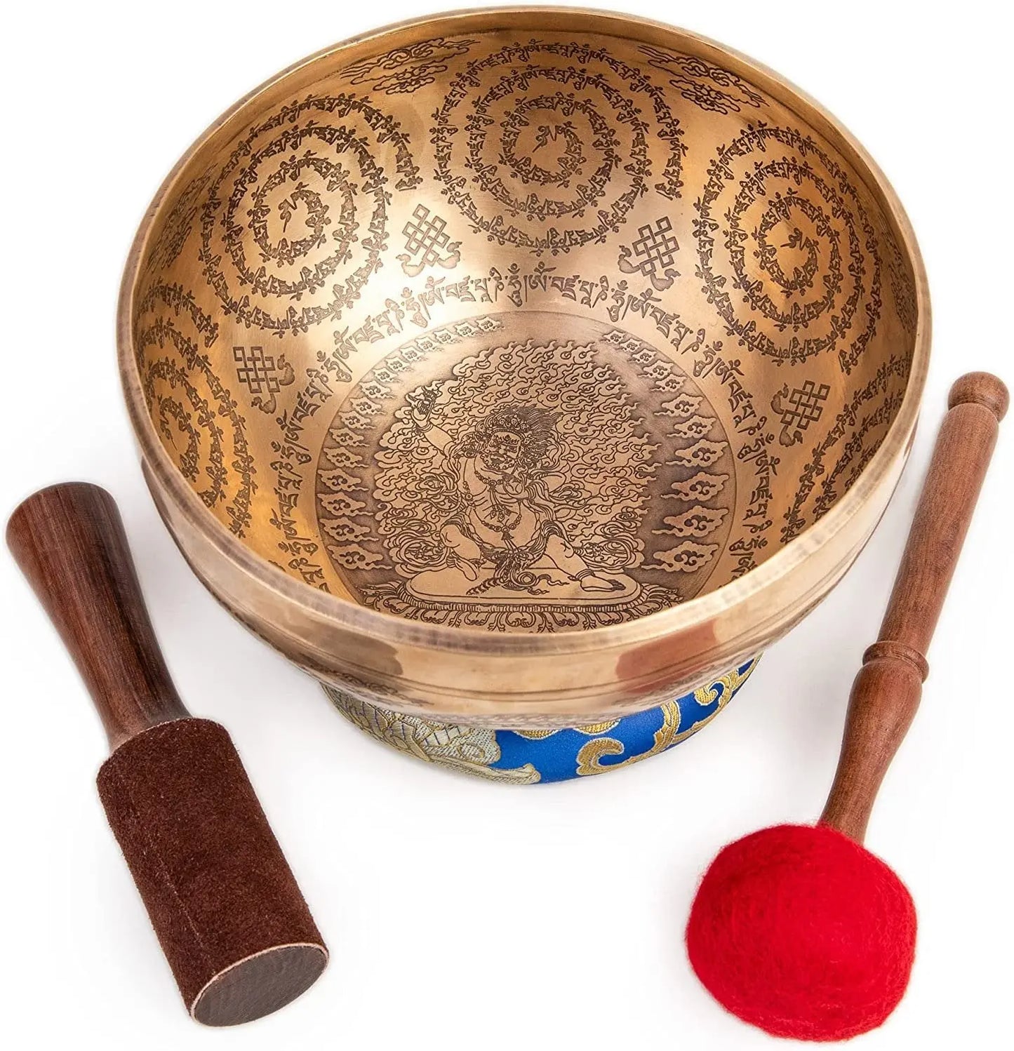 Large Tibetan Singing Bowl Set - 9" Master Healing Grade For Sound Bath Chakra 7 Metal Meditation Yoga By Himalayan Bazaar - Himalayan Bazaar