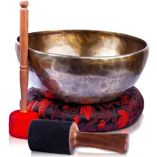 Large Tibetan Singing Bowl Set Healing Yoga Sound Bath Meditation 9 " - Mystic Himalayan Bazaar USA