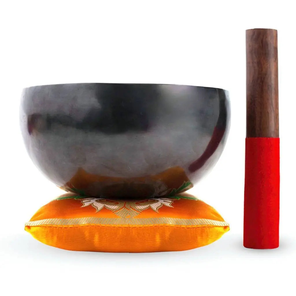 Large Tibetan Singing Bowl Set - Master Grade Healing Chakra Sound Bath Meditation Yoga 7 Metal Bronze - Himalayan Bazaar