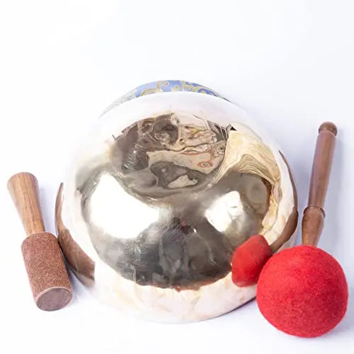 Large Tibetan Singing Bowl Set - Master Healing Grade For Sound Bath Chakra 7 Metal Meditation Yoga By Himalayan Bazaar - Himalayan Bazaar