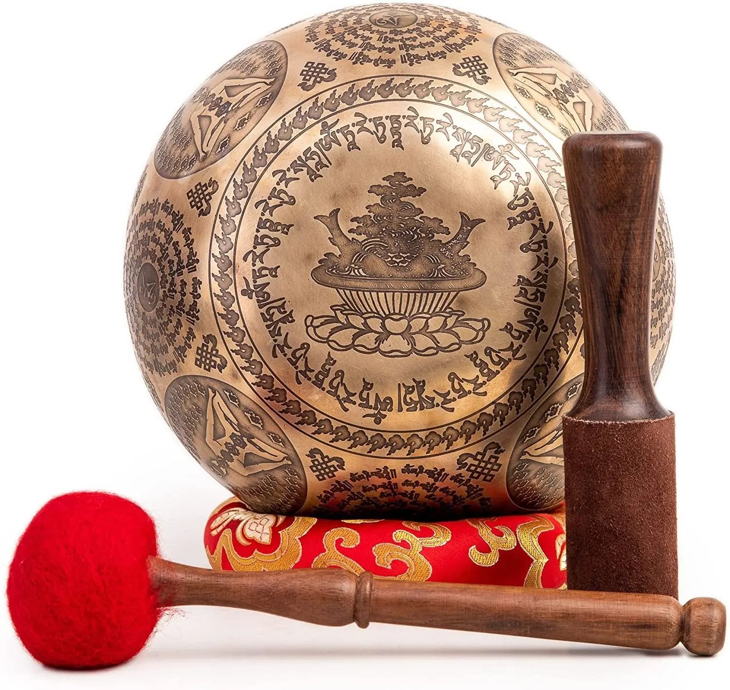 Large Tibetan Singing Bowl set Ayurveda Healing Sound Bath Gong Buddhist Nepali Handmade Bronze - Octagon - Himalayan Bazaar