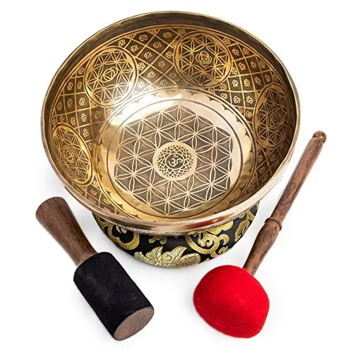 Large Tibetan Singing Bowl set Sound Healing Bath Yoga Mindfulness Meditation 7 Chakra Handmade - Himalayan Bazaar