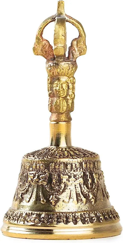 Tibetan Dharma Object Bell and Bajra Set - Alter Pray Singing Bowl Hand Bell Handmade Buddhist Meditation Bell by Himalayan Bazaar (8-Inch) - Himalayan Bazaar