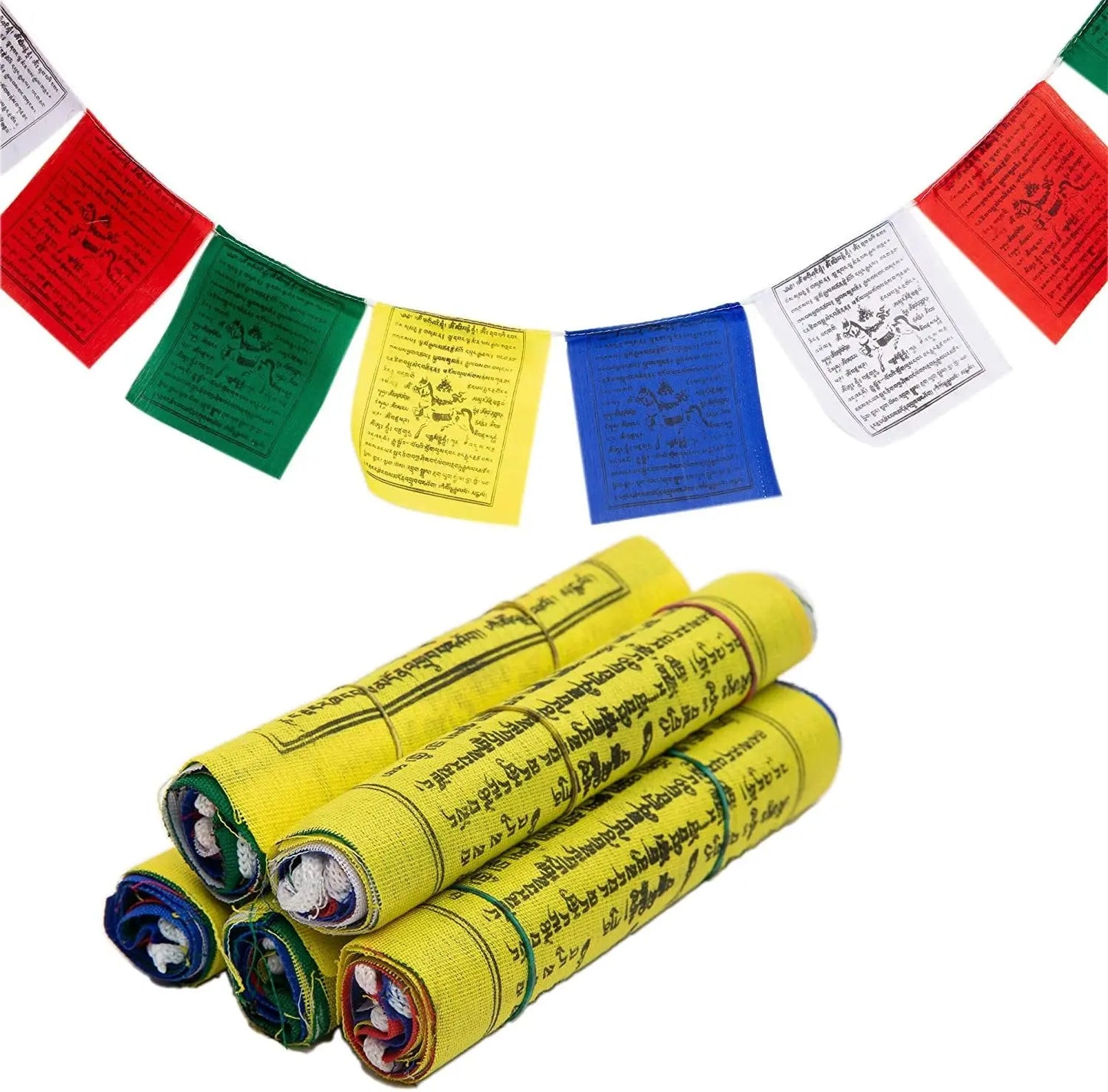 Tibetan Prayer Flags - Handmade in Nepal Wind Horse Flag Affirmation 5 Rolls - Himalayan Bazaar