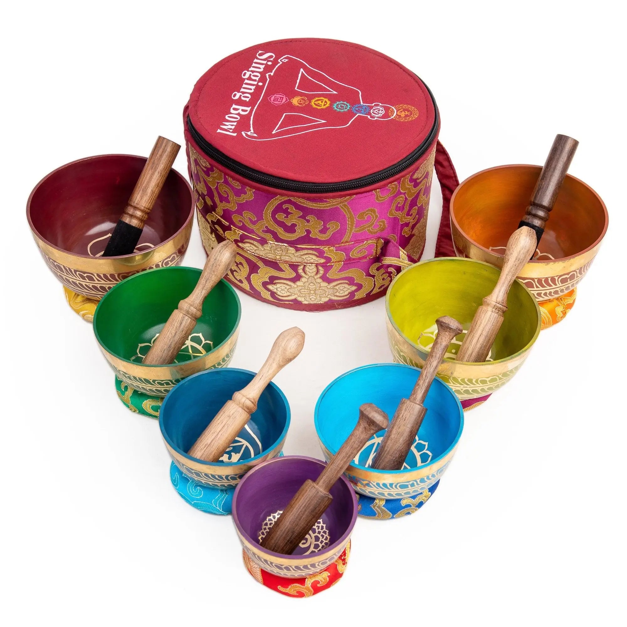 Good Singing bowl set- 7 Chakra Healing handmade singing bowl set from Nepal-free bag