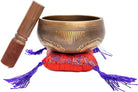 Tibetan Singing Bowl Set - Easy To Play - Om Design For Meditation Sound Chakra Yoga Healing 4 Inches By Himalayan Bazaar (Gold & Yellow) Himalayan Bazaar