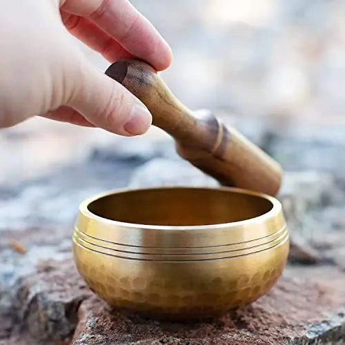 Tibetan Singing Bowl Set - Easy To Play for Beginners - Authentic Handcrafted Mindfulness Meditation Holistic Sound 7 Chakra Healing Gift by Himalayan Bazaar (3.5") - Himalayan Bazaar