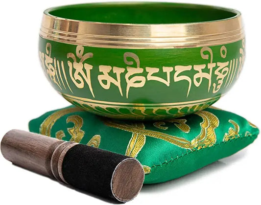 Tibetan Singing Bowl Set - Easy To Play for Beginners - Authentic Handcrafted Mindfulness Meditation Holistic Sound 7 Chakra Healing Gift by Himalayan Bazaar (Black) - Himalayan Bazaar