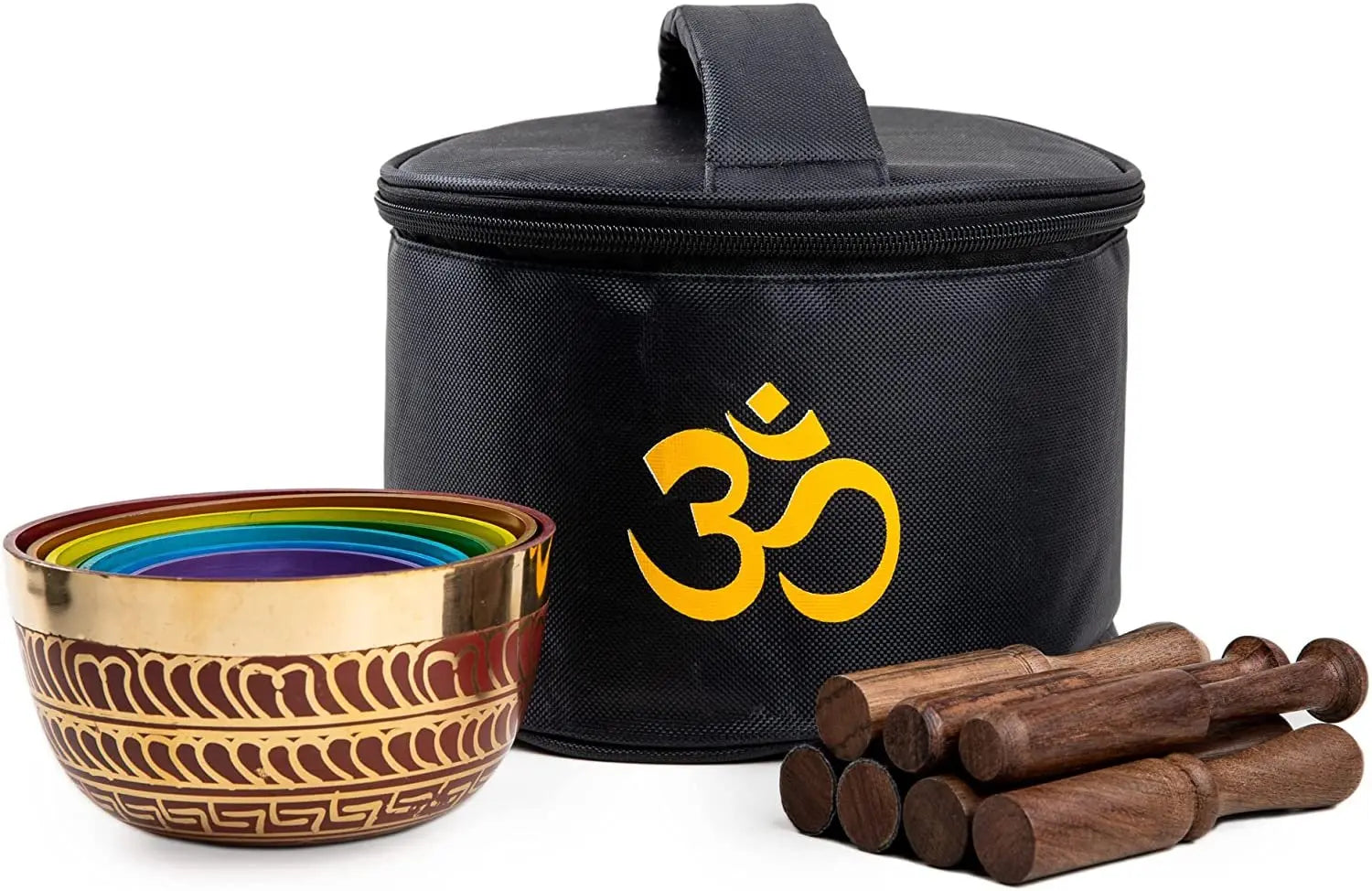 Tibetan Singing Bowls Set Of 7 Color for Meditation Mindfulness with Carry Box by Himalayan Bazaar - Himalayan Bazaar