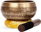 Tibetan Singing bowl Set 5"   - Mantra Design Mindfulness Meditation Healing Sound Gift By Himalayan Bazaar - Himalayan Bazaar