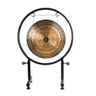 Front view of the Spiritual Om Mandala Gong on a black stand