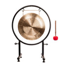 Pure Bronze Harmony Gong displayed with a wooden mallet.