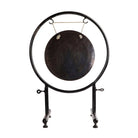 Back view of the Timeless Kalachakra Gong with a sturdy black stand.